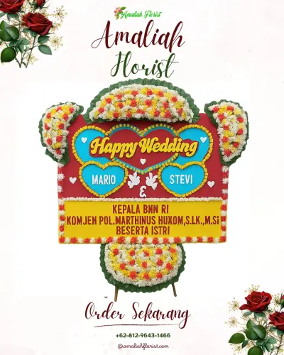 Karangan Papan Bunga Pernikahan di Malalayang